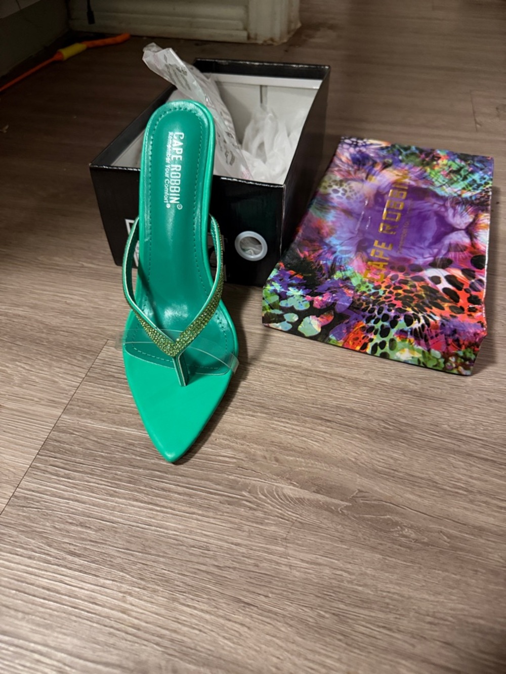 Cape Robbin Green Pointed Toe Thong Sandal - Women's Dress Heel